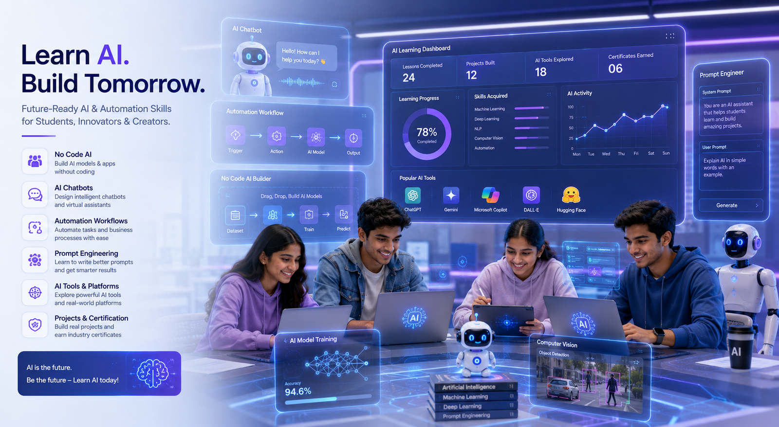 Students Learning AI and Automation Skills